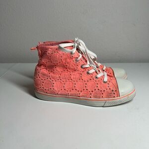 Crazy 8 Coral Lace Embroidered High Top Sneakers Size 5
